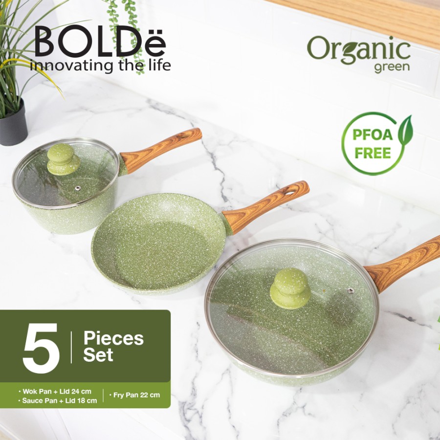 Bolde Organic Green Cookware Granite 5 Set - Hijau